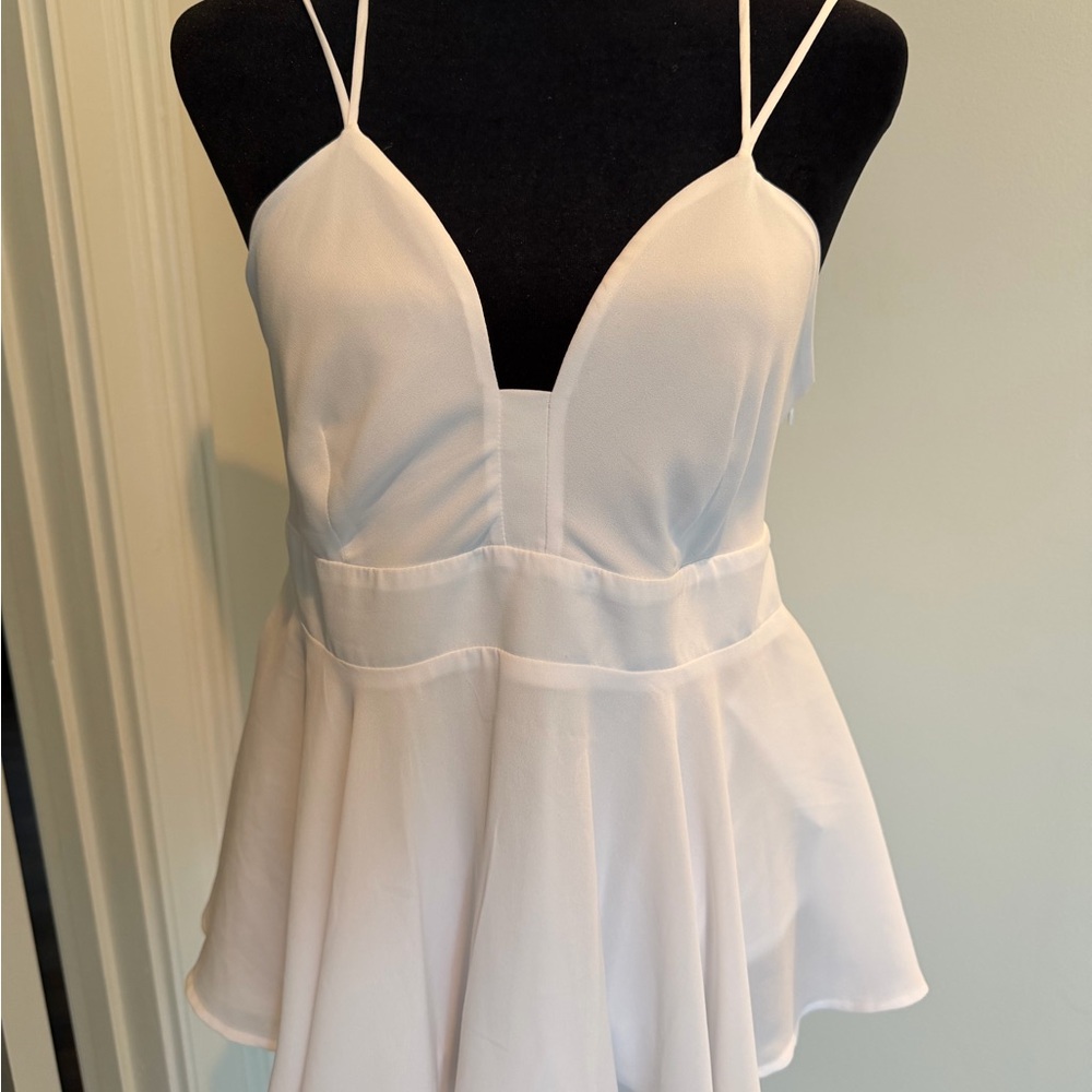 Express White Spaghetti Strap Peplum Camisole